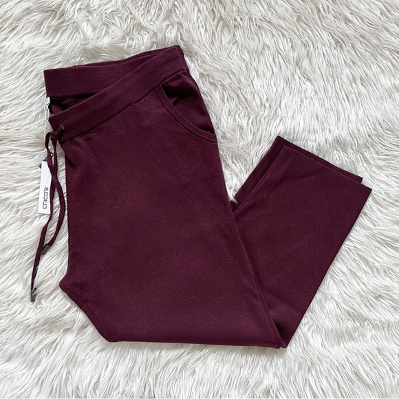 CHICO’S NWT XXL / 4 Cashmere Blend Zenergy Luxe Ankle Pants • Deep Merlot - Picture 6 of 9